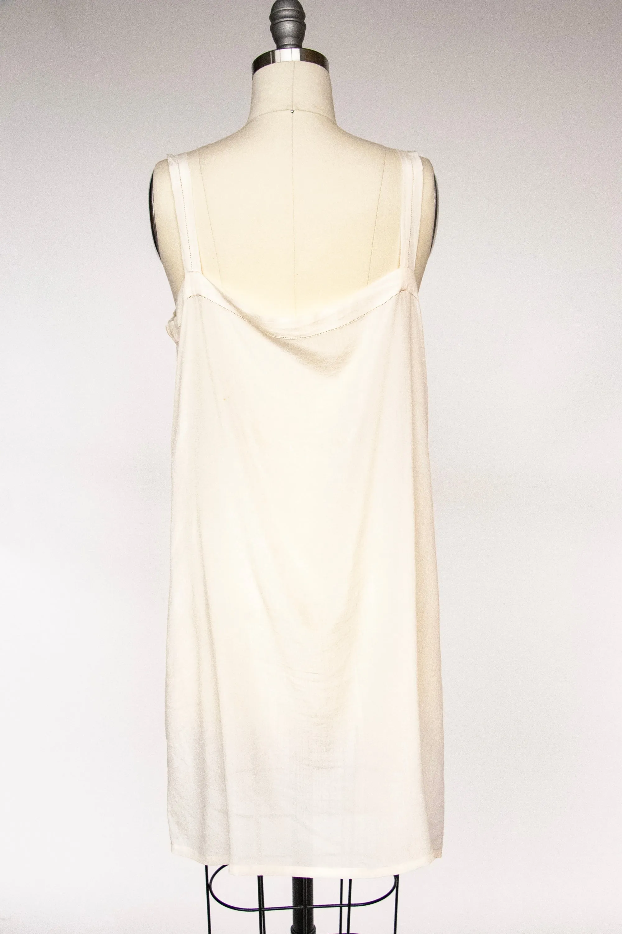 1920s Silk Slip Chemise Lingerie Peacock Embroidered S