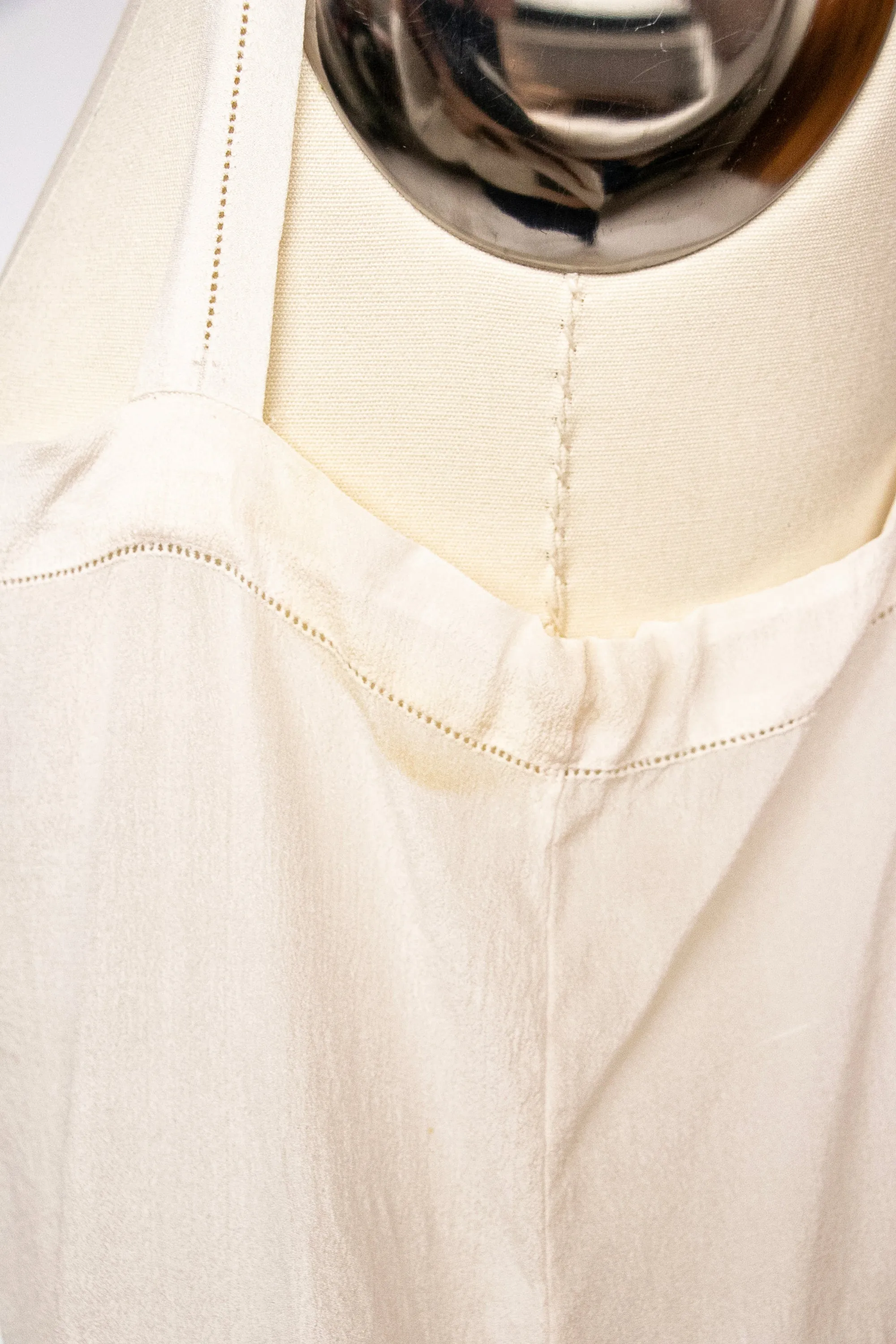 1920s Silk Slip Chemise Lingerie Peacock Embroidered S