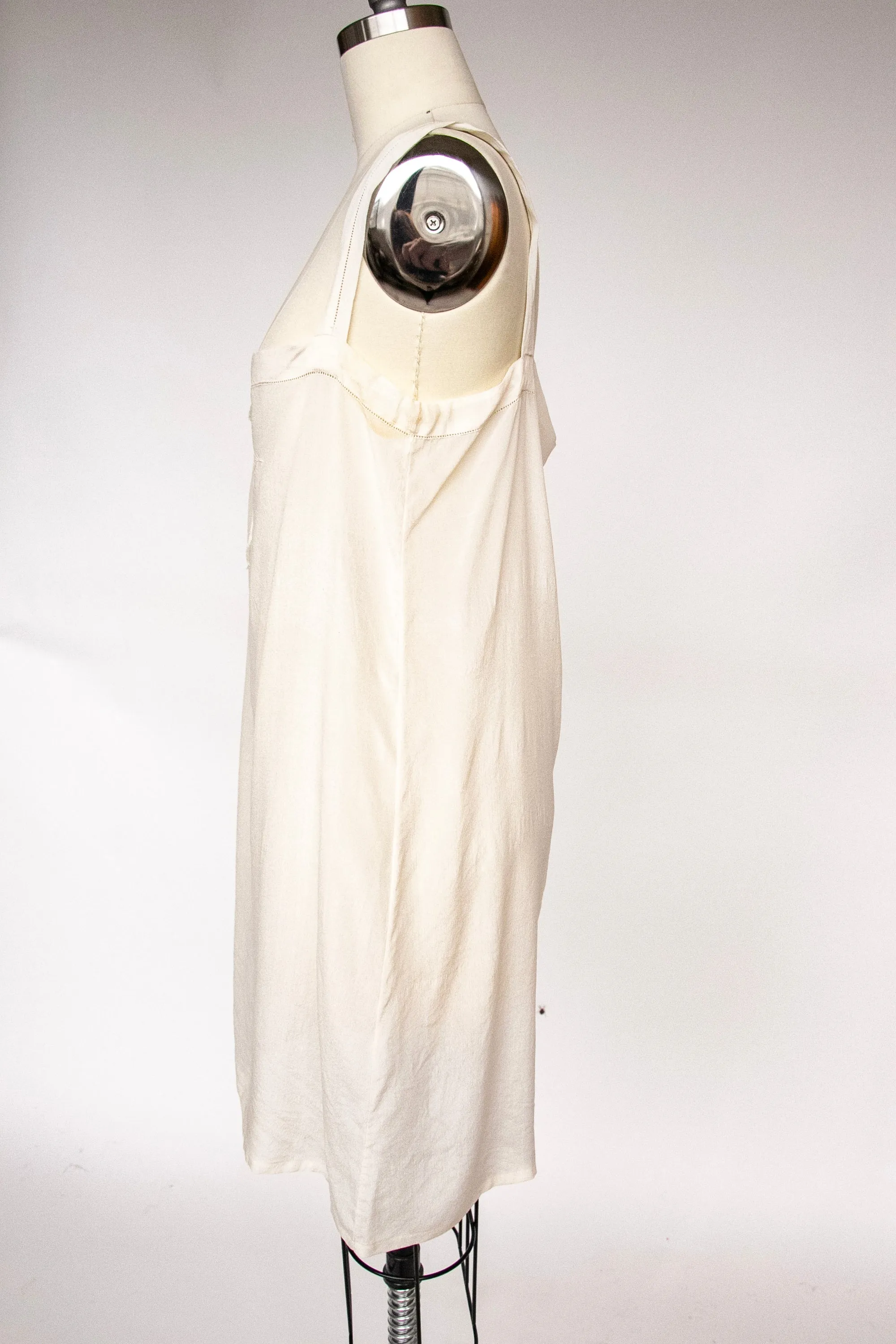 1920s Silk Slip Chemise Lingerie Peacock Embroidered S