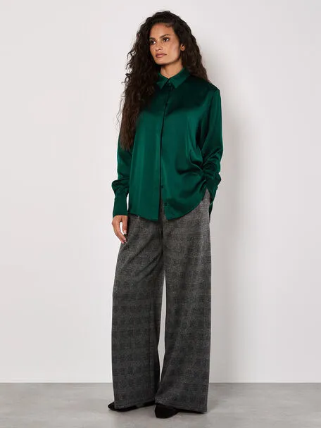 Apricot Women's Oversized Satin Shirt - Jade Green