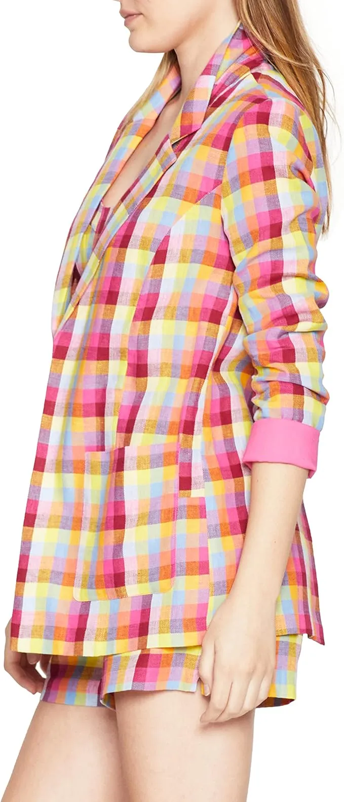 BCBGeneration Women's Open Front Plaid Blazer  Multicolor Size  M