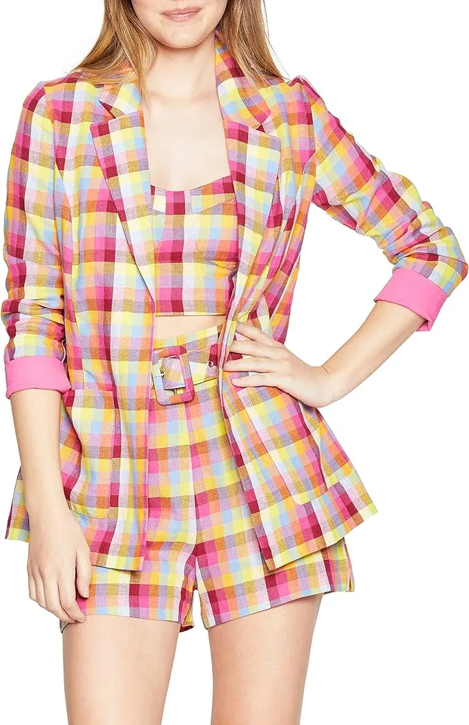 BCBGeneration Women's Open Front Plaid Blazer  Multicolor Size  M