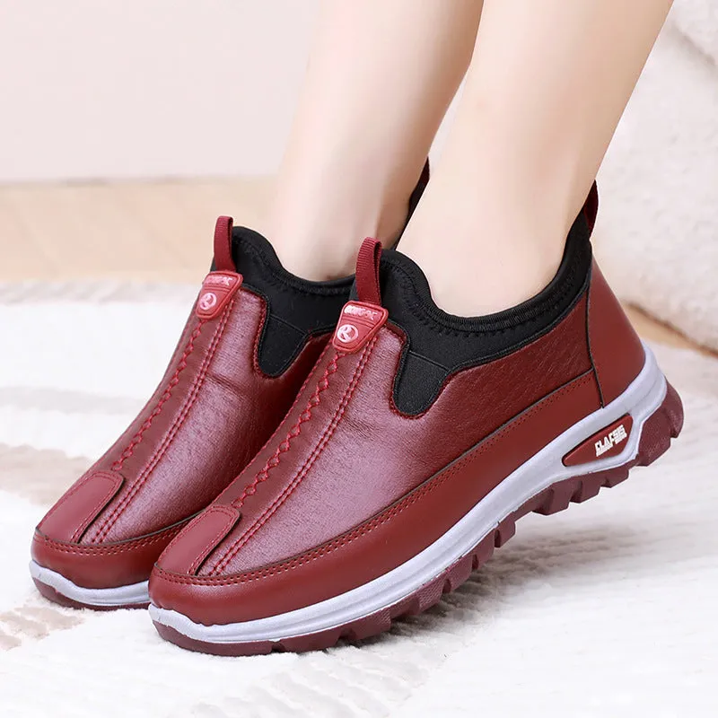 Belifi Women's Winter Comfortable Waterproof Leather Cotton Shoes