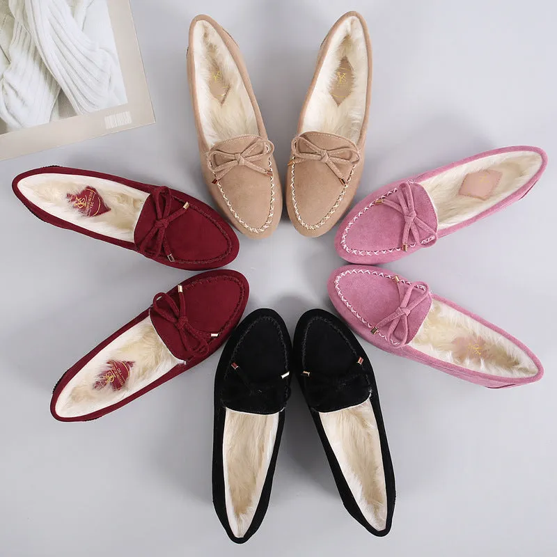 Bow And Velvet Bean Shoes