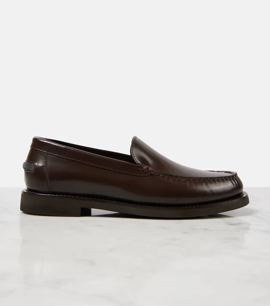 Brunello Cucinelli Monili polished leather loafers