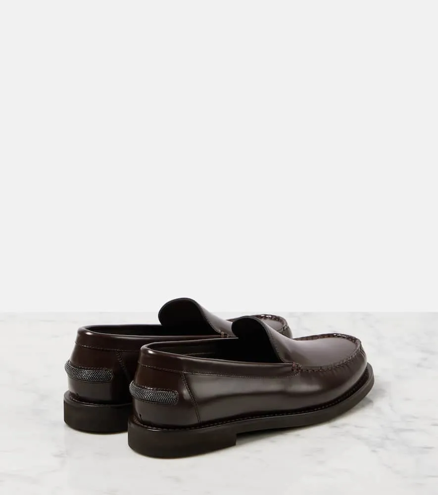 Brunello Cucinelli Monili polished leather loafers
