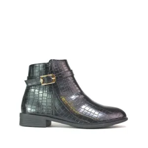 Chelsea Womens Winter Boots Black Croc