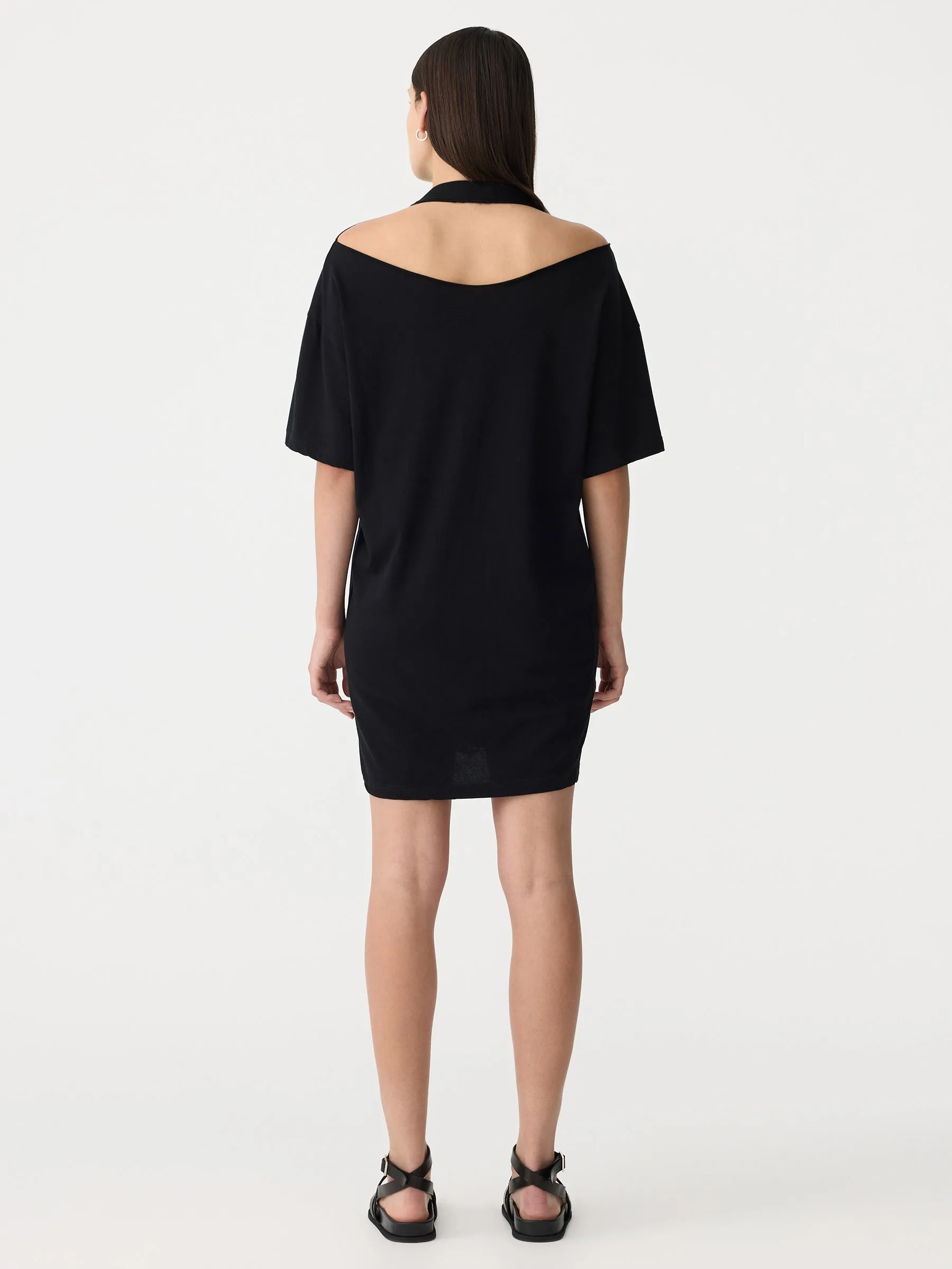 Floating Neck Boxy S/S Dress Black