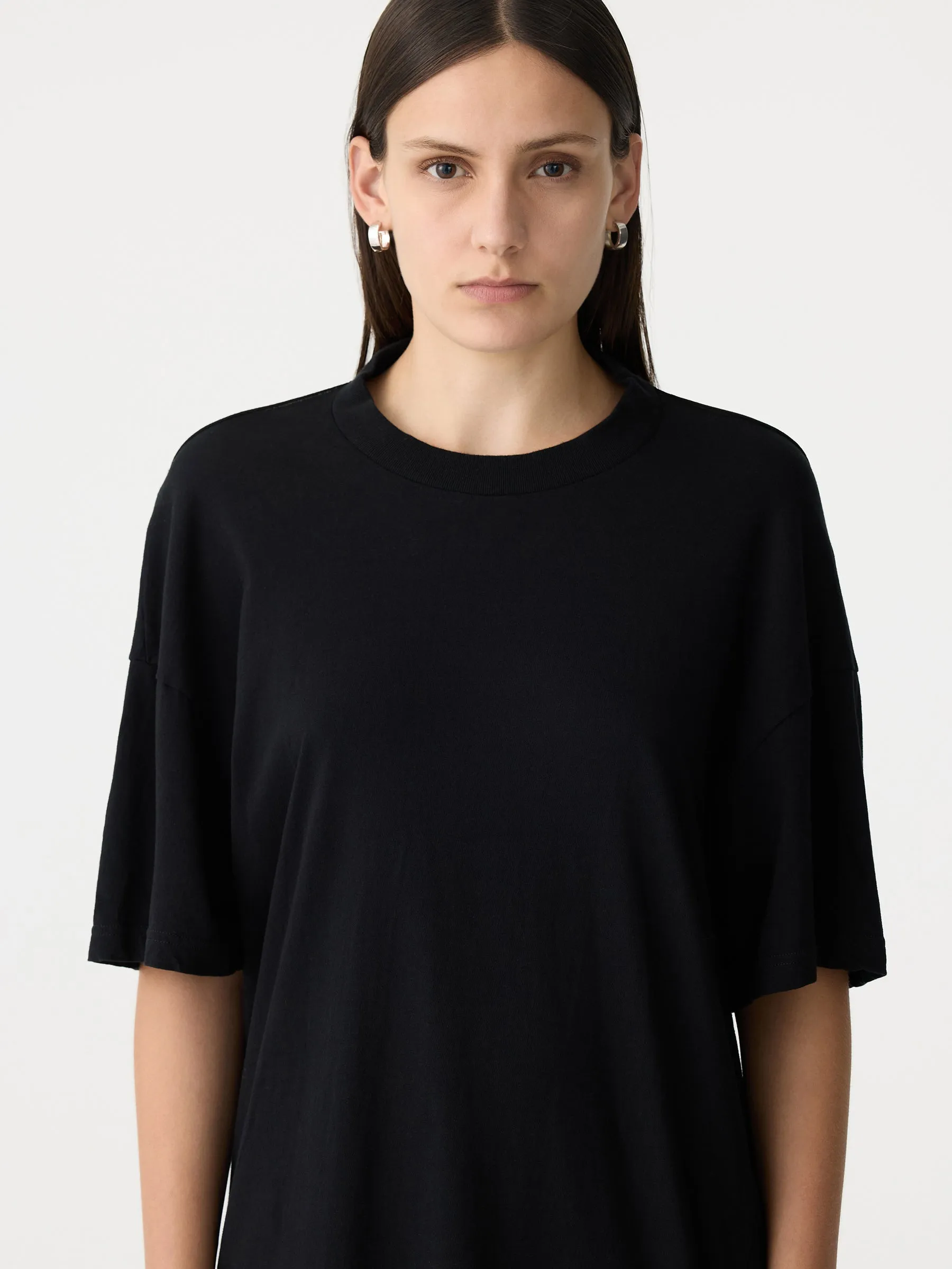 Floating Neck Boxy S/S Dress Black