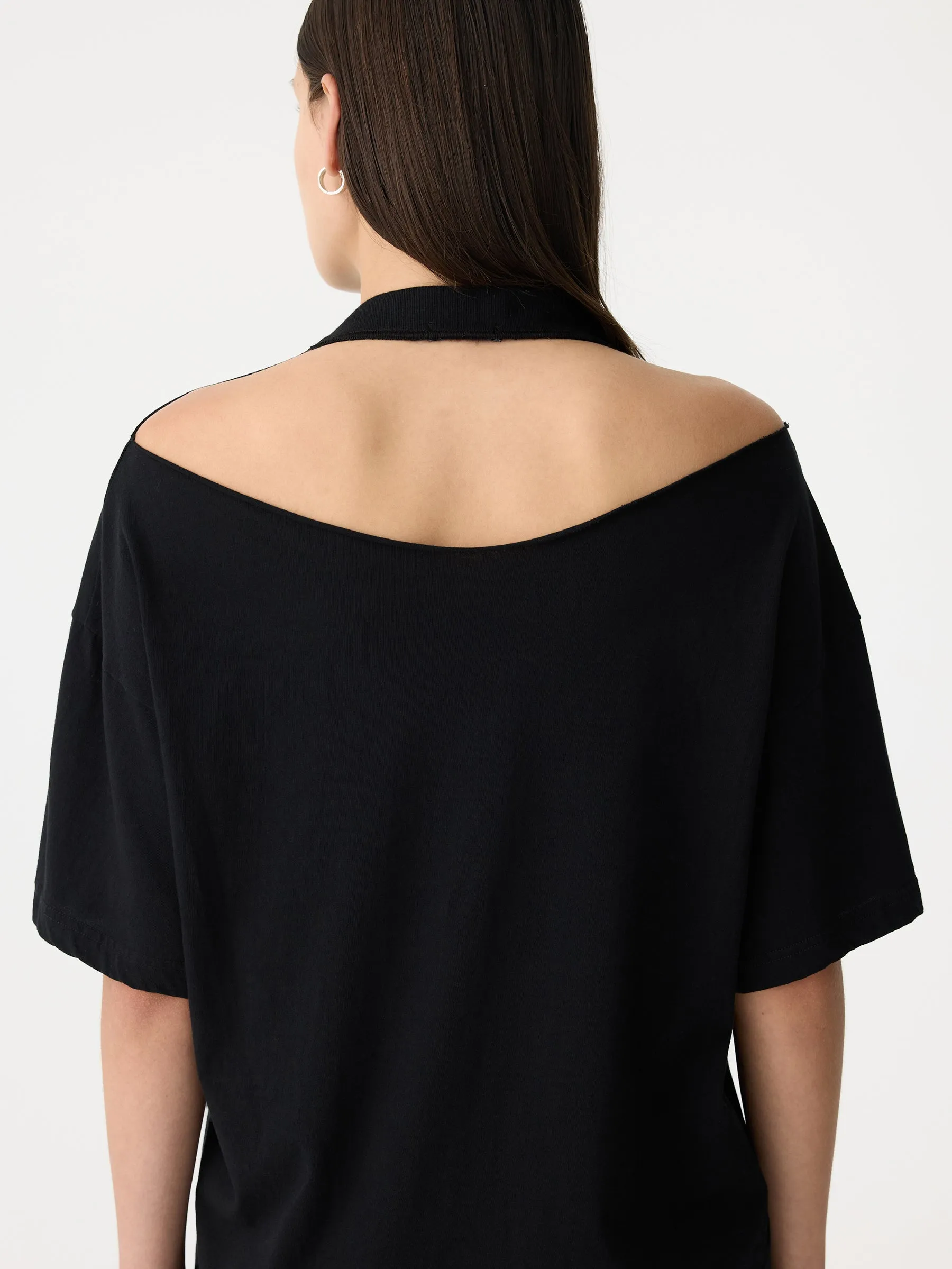 Floating Neck Boxy S/S Dress Black