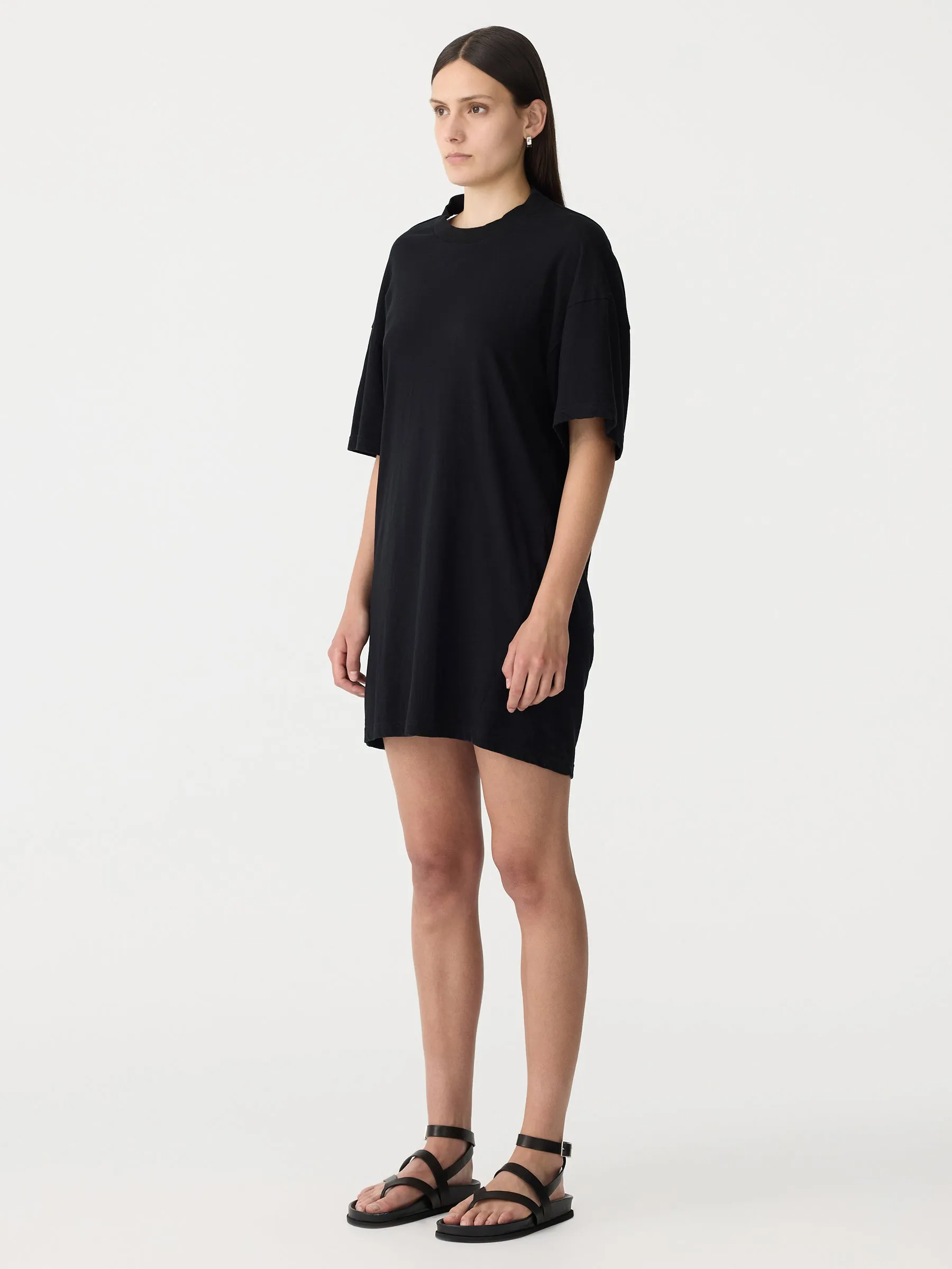 Floating Neck Boxy S/S Dress Black