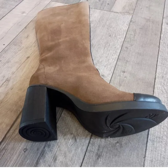 Fly London Black/ Taupe Heeled Boot