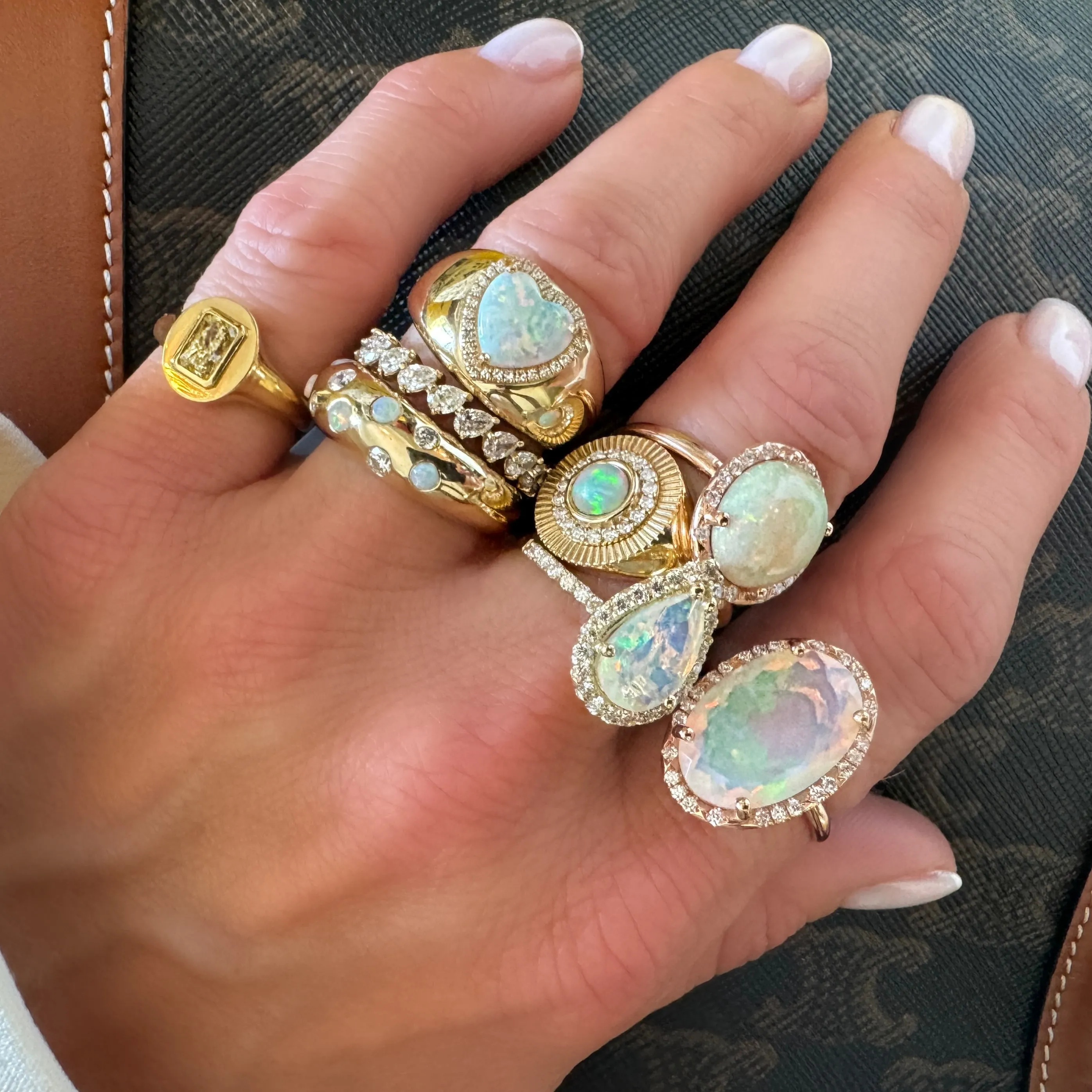 Glowing Pear Shaped Opal & Diamond Statement Ring