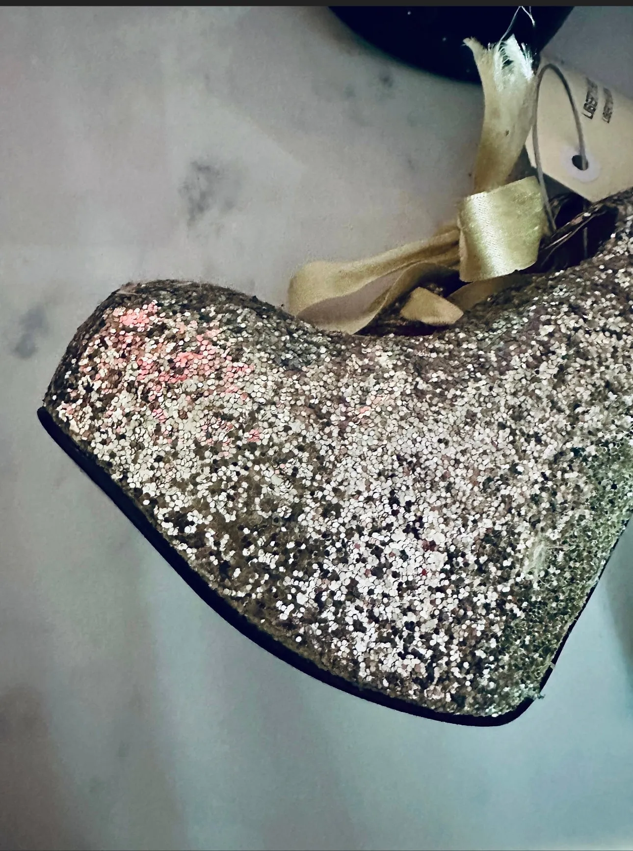 Gold Glitter Platform Heels