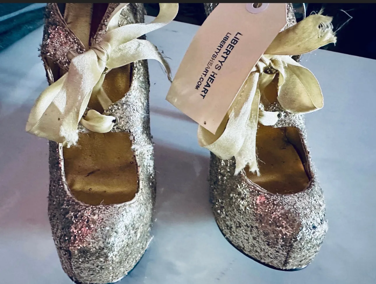 Gold Glitter Platform Heels