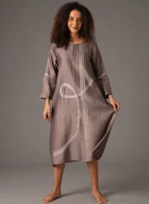 Greige Embroidery Dress