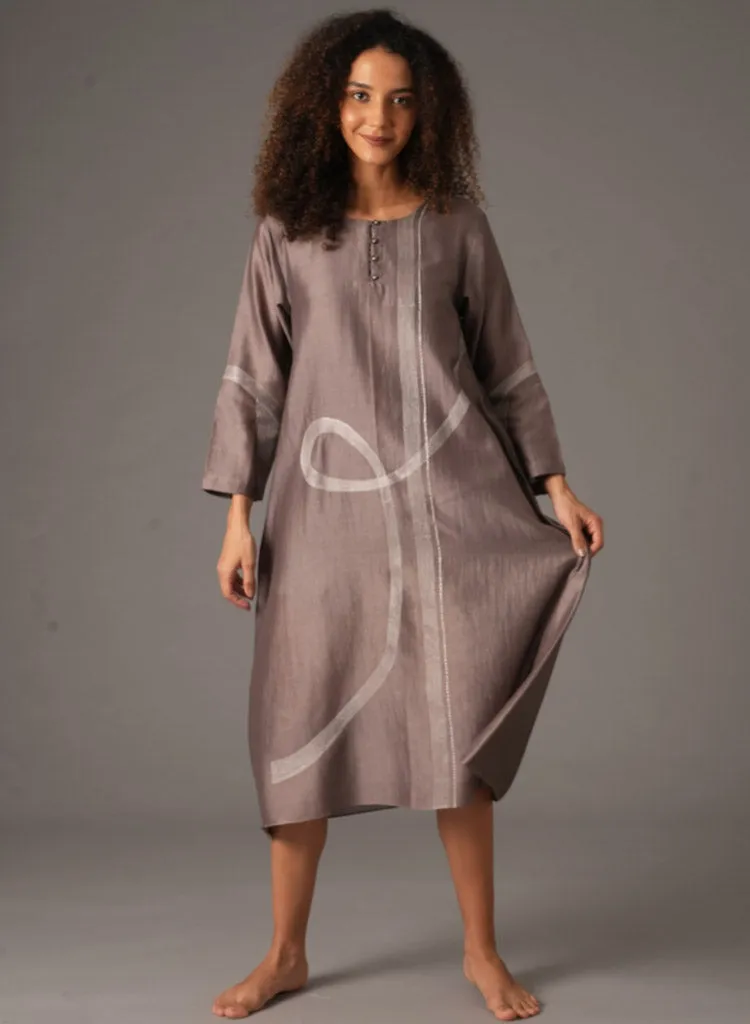 Greige Embroidery Dress