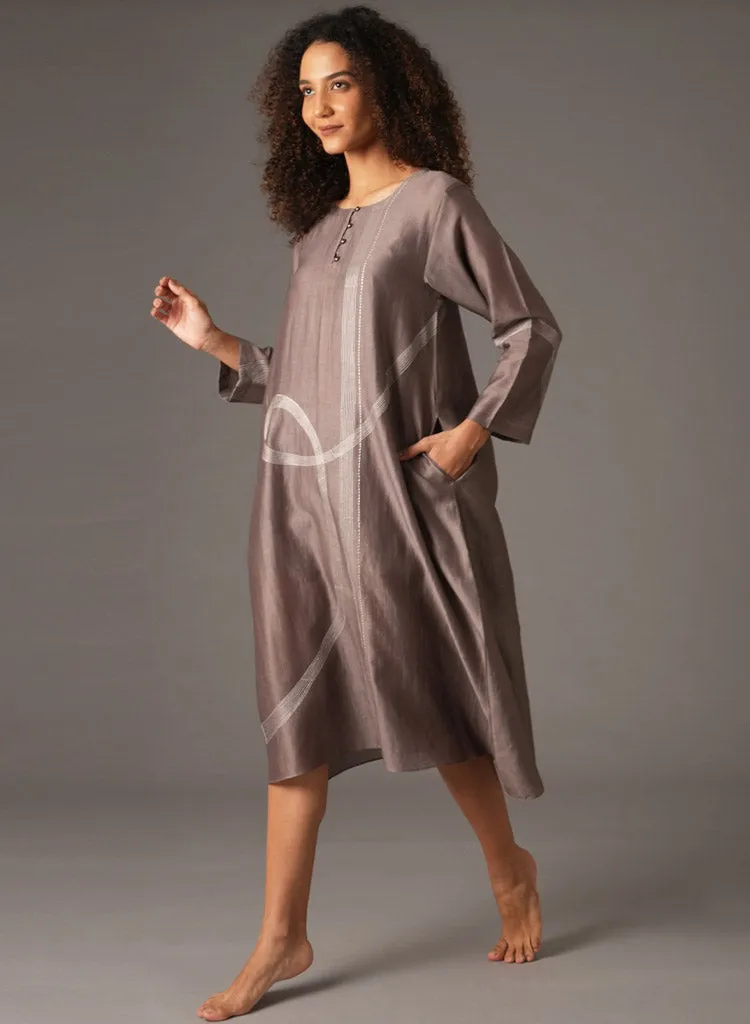 Greige Embroidery Dress