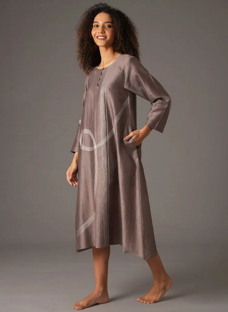 Greige Embroidery Dress