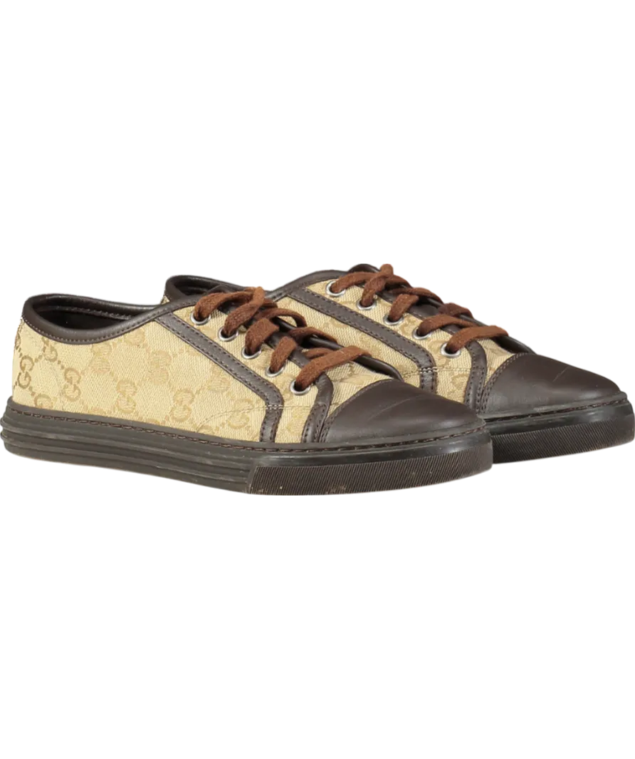 Gucci Brown GG Monogram Supreme Low Trainer UK 2 EU 35 