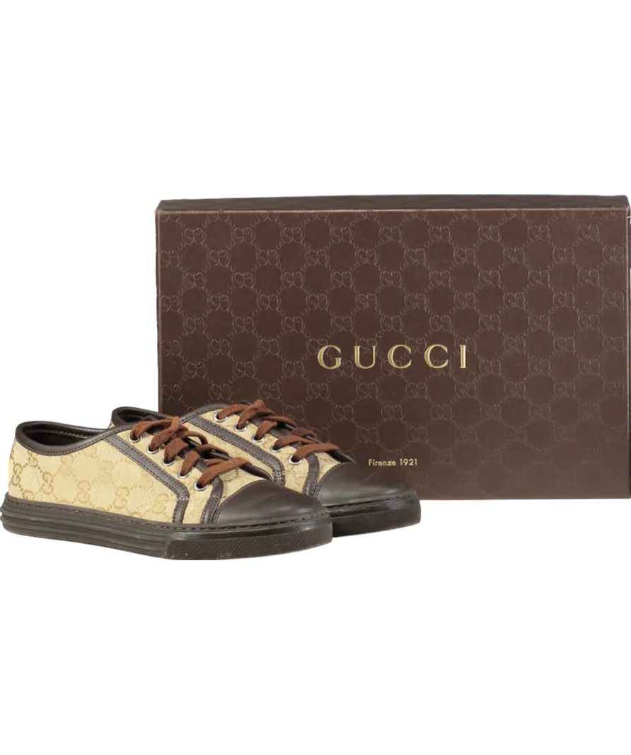 Gucci Brown GG Monogram Supreme Low Trainer UK 2 EU 35 