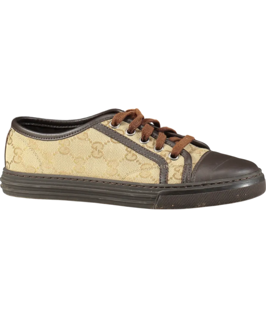 Gucci Brown GG Monogram Supreme Low Trainer UK 2 EU 35 