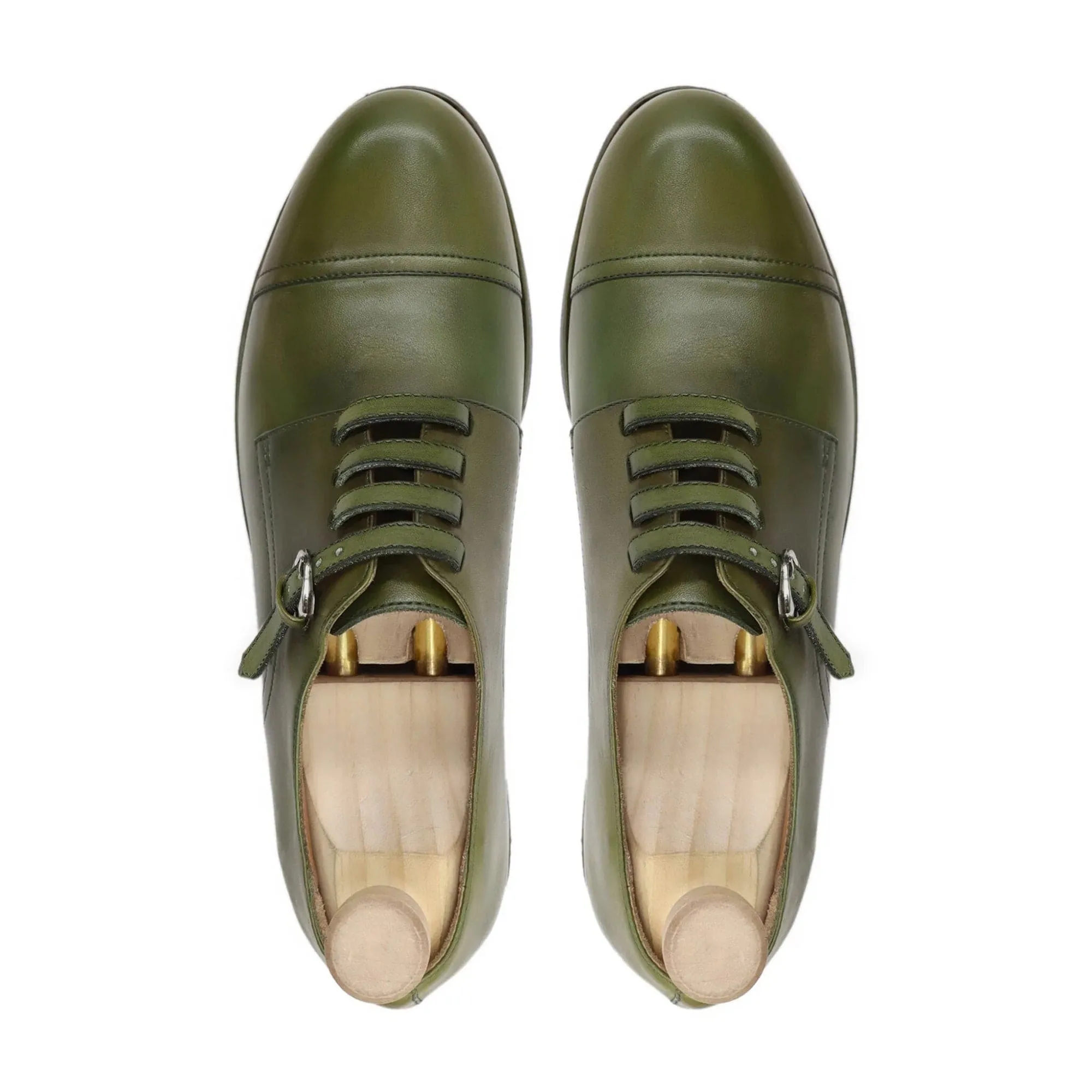 Handmade, Custom Calf Leather Olive Green Men Oxford Shoes
