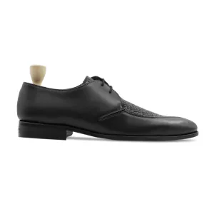Handmade, Custom Men's Black Calf Leather Derby Shoes