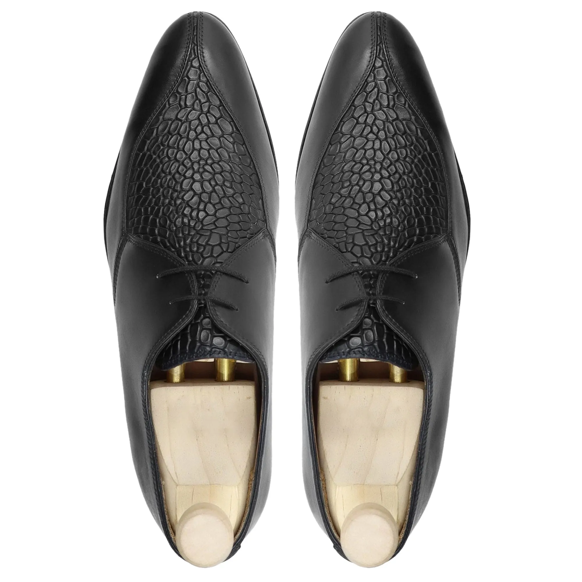 Handmade, Custom Men's Black Calf Leather Derby Shoes