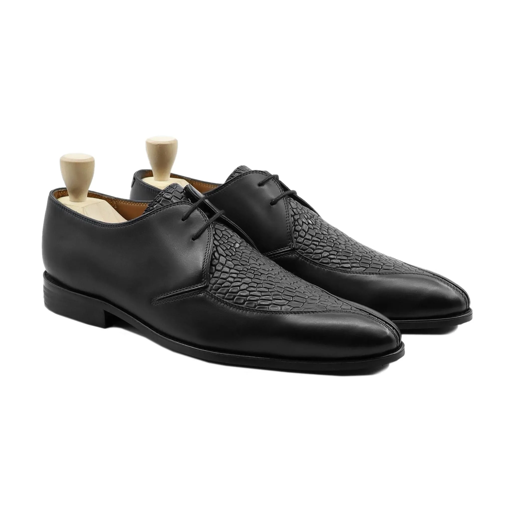 Handmade, Custom Men's Black Calf Leather Derby Shoes
