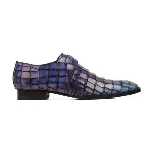 Handmade, Custom Men's Burnished Blue Calf Leather Derby Shoes