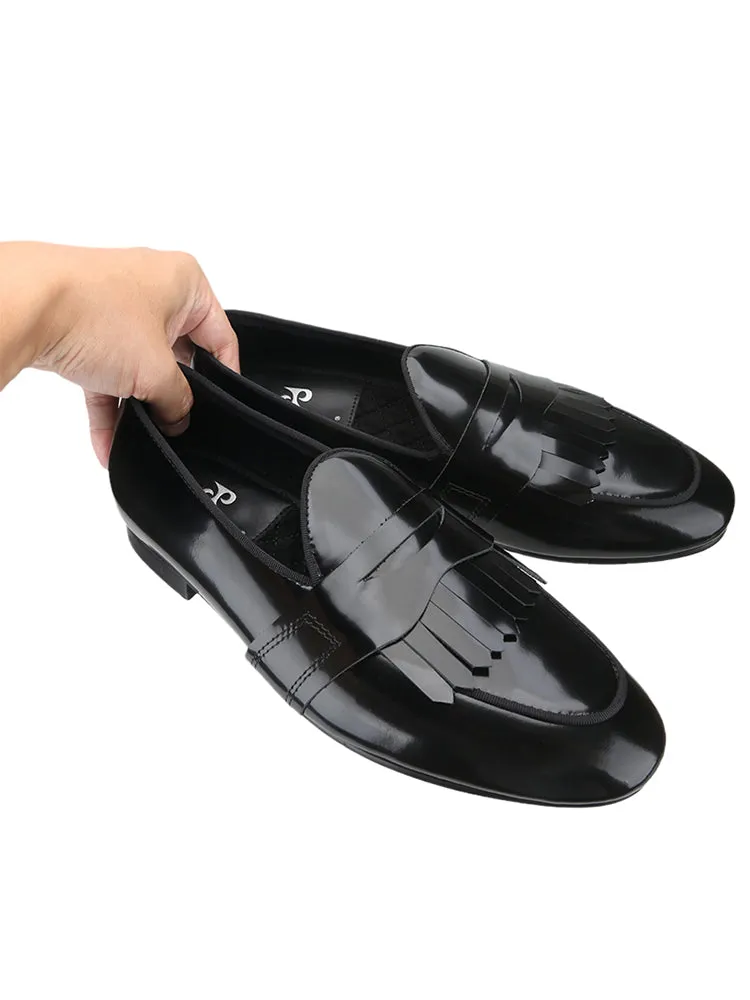 Imported cowhide polished leather slip-on loafers men's leather shoes European and American style wedding party formal wear slip-ons trendy shoes
