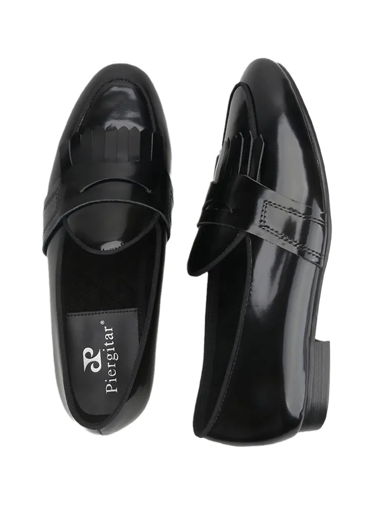Imported cowhide polished leather slip-on loafers men's leather shoes European and American style wedding party formal wear slip-ons trendy shoes