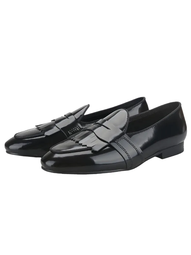 Imported cowhide polished leather slip-on loafers men's leather shoes European and American style wedding party formal wear slip-ons trendy shoes