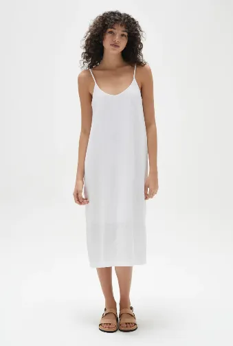 Linen Slip Dress - White
