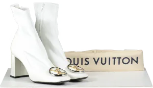 Louis Vuitton White Patent Madeleine Ankle Boots UK 6 EU 39 👠