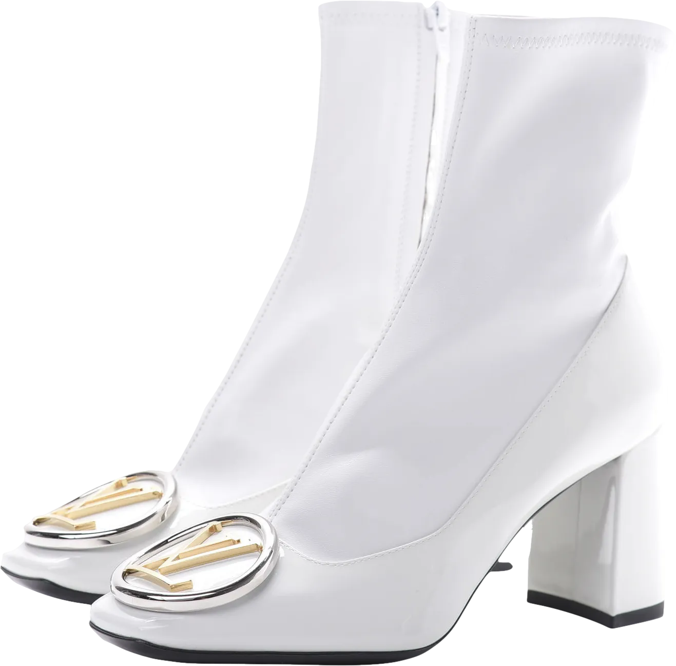Louis Vuitton White Patent Madeleine Ankle Boots UK 6 EU 39 👠