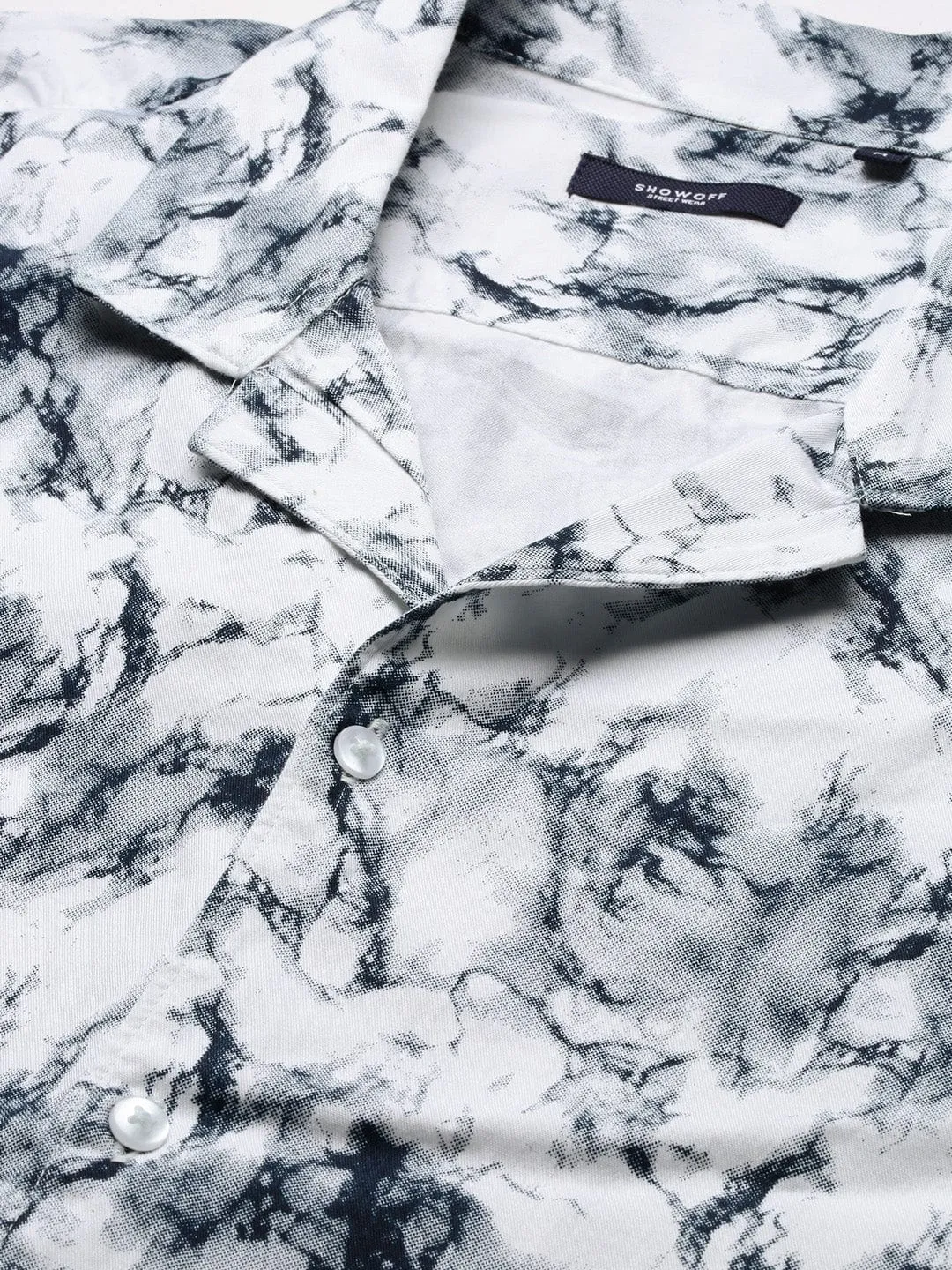 Men Black & White Marble Print Co Ords Set