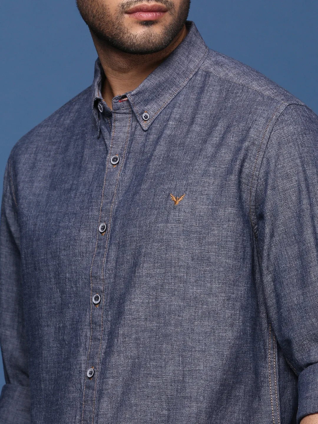 Men Blue Standard Slim Fit Opaque Casual Solid Shirt