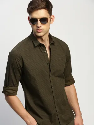 Men Green Striped Shirt