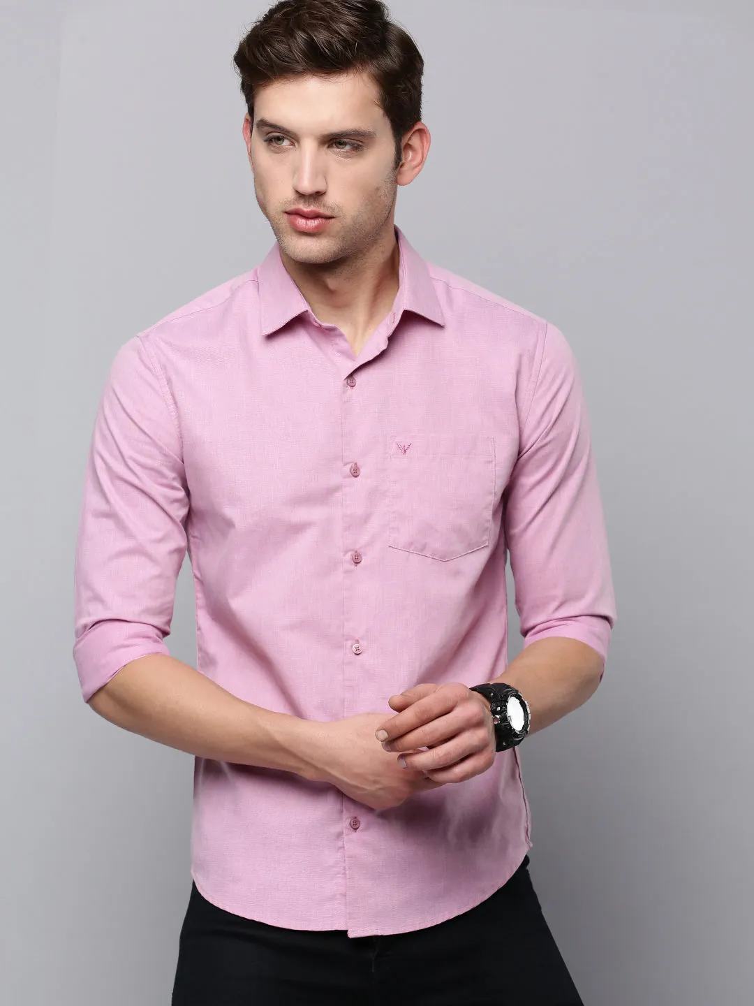 Men Mauve Classic Casual Cotton Shirt