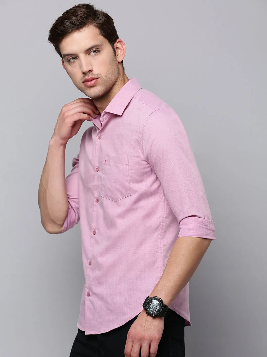 Men Mauve Classic Casual Cotton Shirt