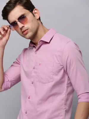 Men Mauve Classic Casual Cotton Shirt