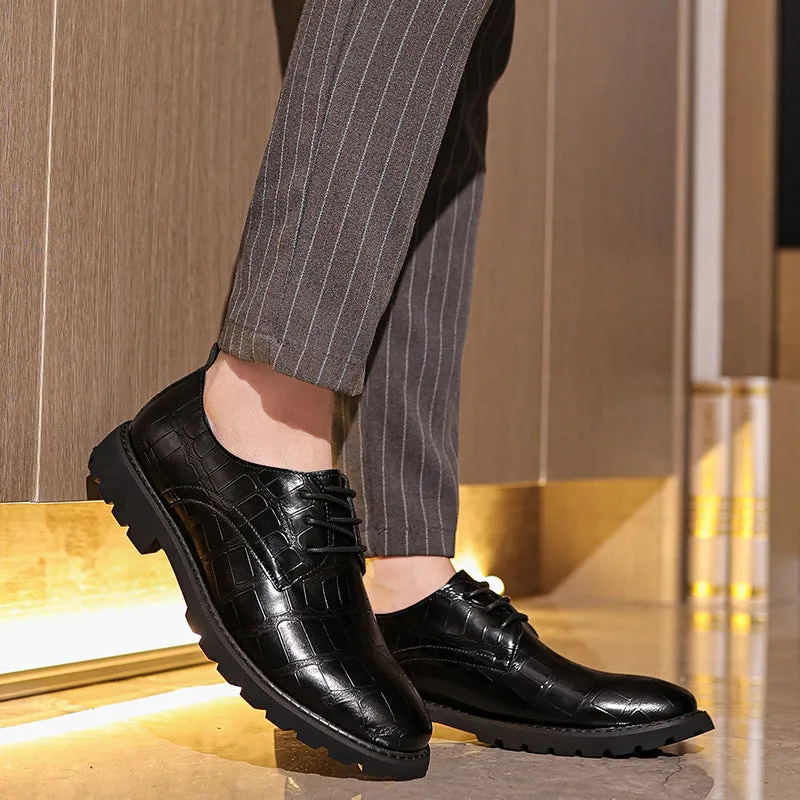 Mens Derby Shoes  Leather  Cap Toe  Formal Fit  Rubber Sole  Business Style
