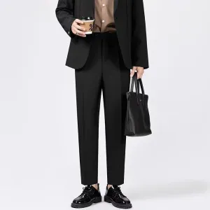Mens Tailored Trousers  Slim Fit  Wool Blend  Ankle Length Smart Casual Pants