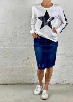 Phoenix Denim Skirt || Mid Blue