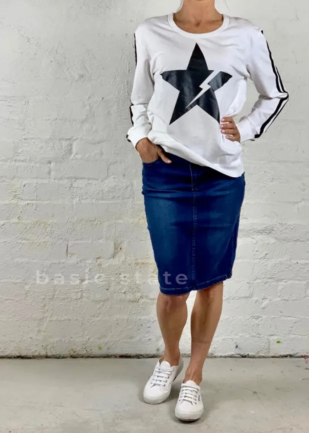 Phoenix Denim Skirt || Mid Blue