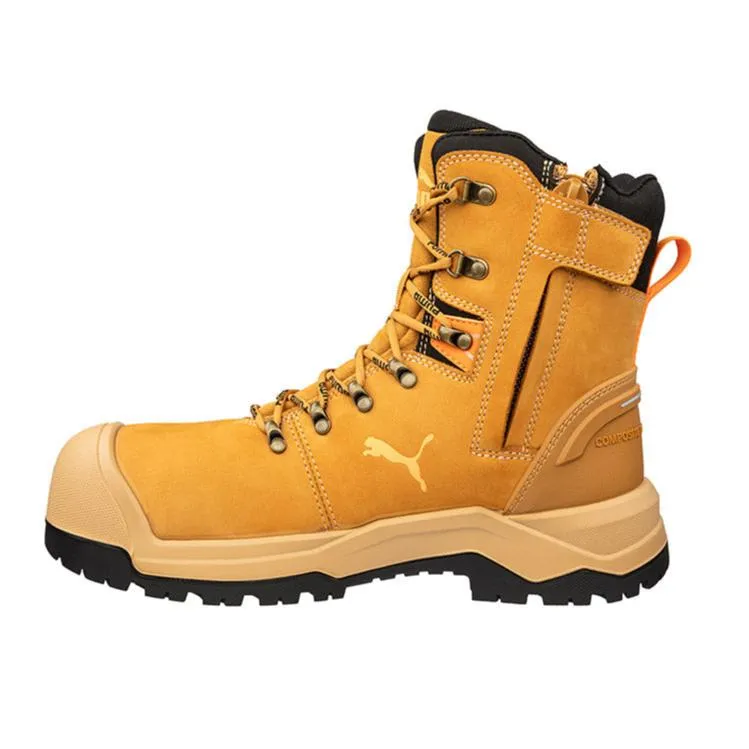 Puma Wheat Iron HD 8″ Fibreglass Toe Cap Zip Sided Lace Up Safety Boot With Scuff Cap (632797) (Pre Order)