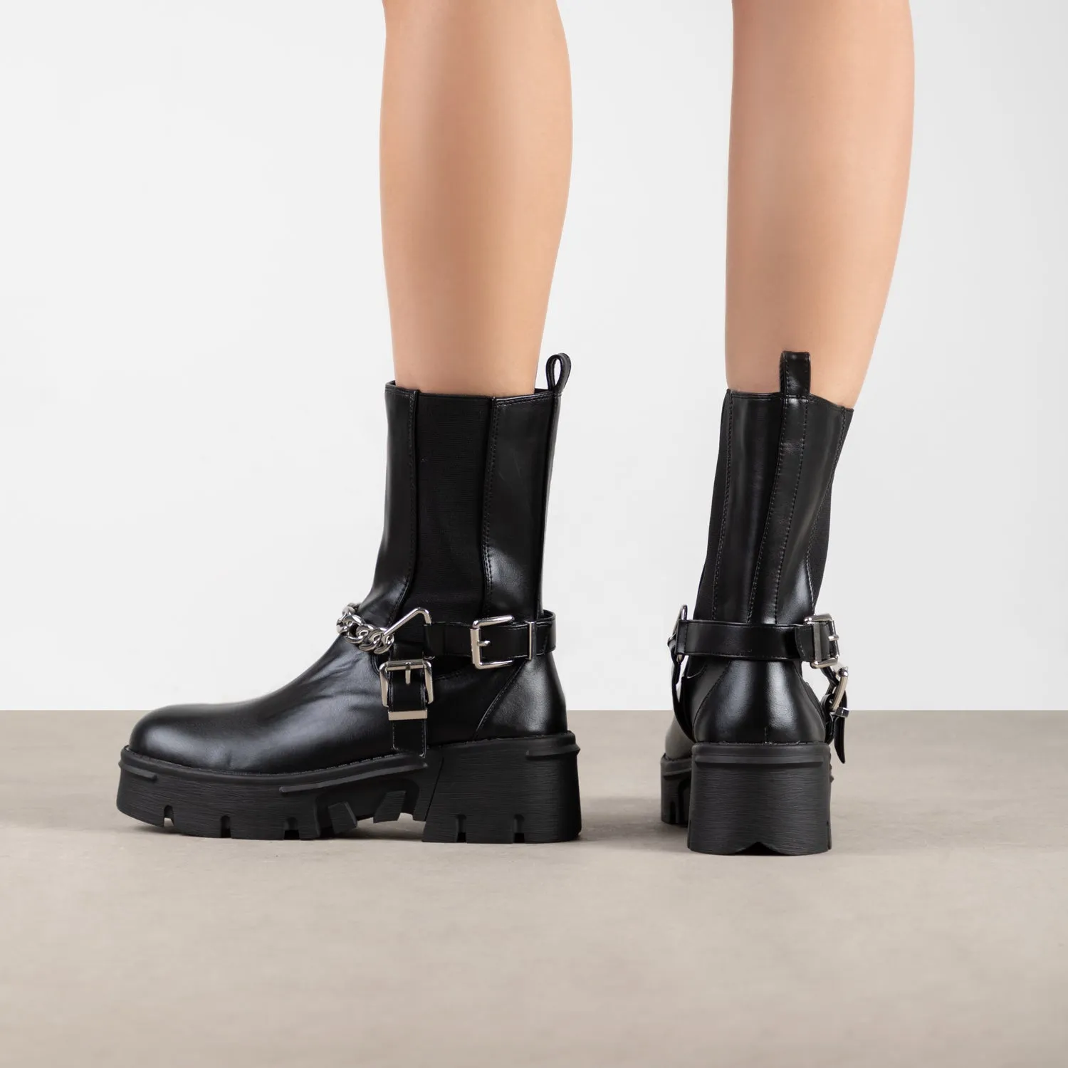 RAID Greta Chunky Ankle Boots in Black