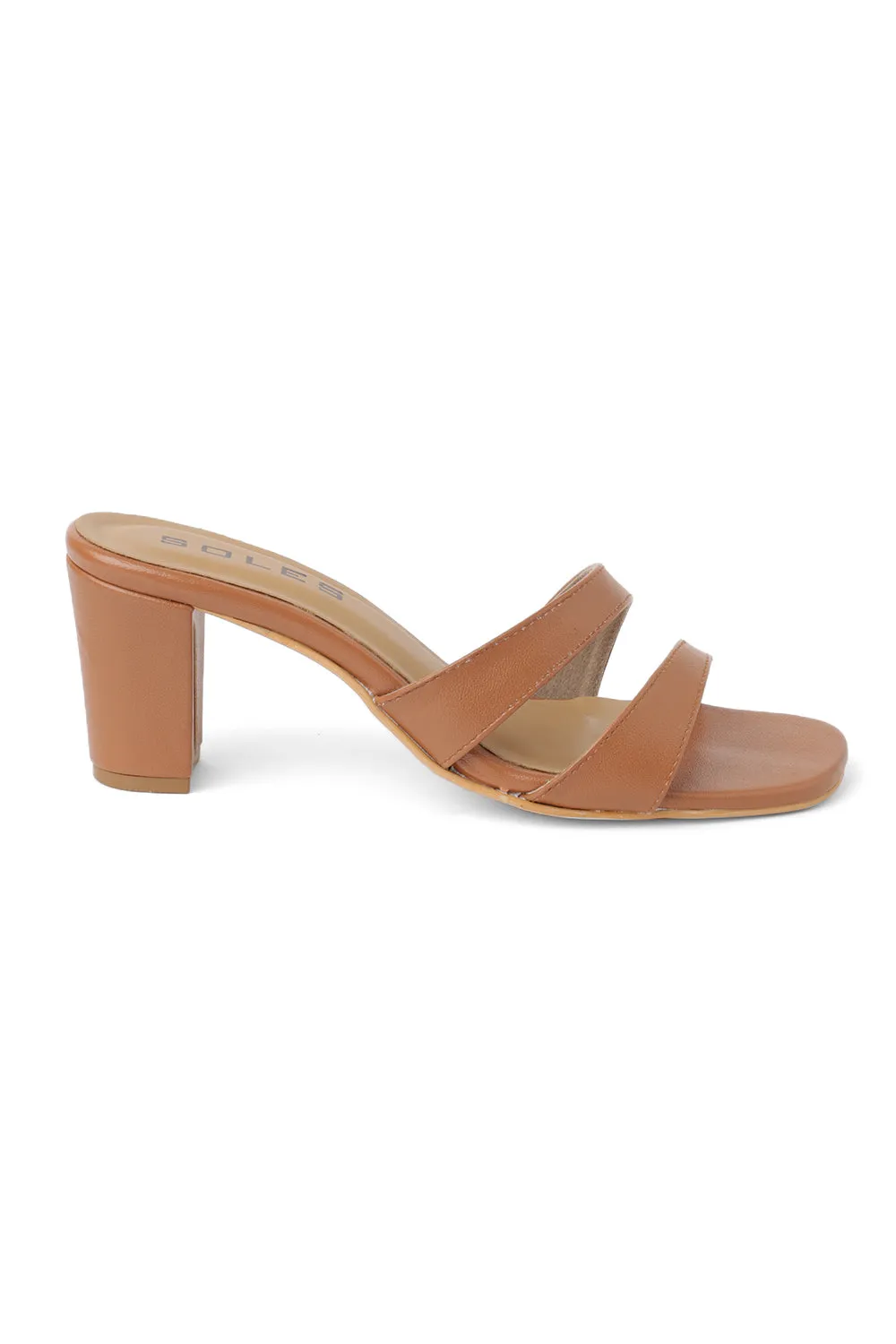 SOLES Asymmetrical Strap Block Heels